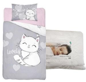Set lenjerie de pat Pisicuță (gri, lovely) pentru copii