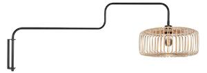 Steinhauer Aplică de perete Bloeba, negru/bambus natural, adâncime 140 cm, Negru, Camera de zi / sufragerie, Metal