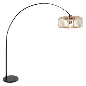 Steinhauer Lampadar curbat Sparkled Light negru/bambus natural 240 cm, Negru, Camera de zi / sufragerie, Metal