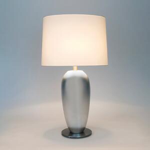 Holländer Lampa de masă LAMBDA OVAL, argintiu/ecru, înălțime 77 cm, ceramică, soclu E27, Metalic, Camera de zi / sufragerie, Ceramică