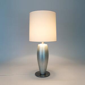 Holländer Lampa de masă OMEGA SOTTILE, argintiu/alb, înălțime 80 cm, ceramică, soclu E27, Metalic, Camera de zi / sufragerie, Ceramică