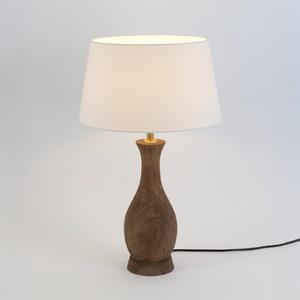 Holländer Lampa de masă ANTELAO, natur/ecru, înălțime 45 cm, lemn mango, E27, Lemn, Camera de zi / sufragerie, Lemn