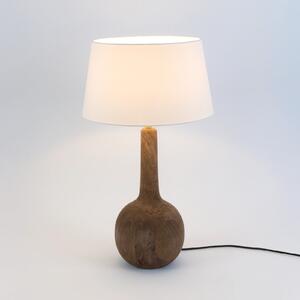 Holländer Lampa de masă VEZZANA, natur/ecru, înălțime 47 cm, lemn mango, E27, Lemn, Camera de zi / sufragerie, Lemn