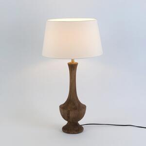 Holländer Lampa de masă SUBASIO, natur/ecru, înălțime 50 cm, lemn mango, E27, Lemn, Camera de zi / sufragerie, Lemn