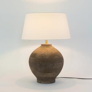 Holländer Lampa de masă SORATTE, natur/ecru, înălțime 48 cm, lemn mango, E27, Lemn, Camera de zi / sufragerie, Lemn