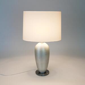 Holländer Lampa de masă OMEGA OVAL, argintiu/alb, înălțime 65 cm, ceramică, soclu E27, Metalic, Camera de zi / sufragerie, Ceramică