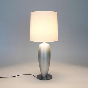 Holländer Lampa de masă SIGMA SOTTILE, argintiu/alb, înălțime 68 cm, ceramică, soclu E27, Metalic, Camera de zi / sufragerie, Ceramică