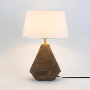 Holländer Lampa de masă CAPANNE, natur/ecru, înălțime 37 cm, lemn mango, E27, Lemn, Camera de zi / sufragerie, Lemn