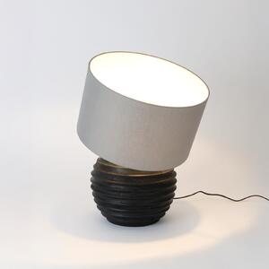 Holländer Lampa de masă GIOACCHINO, negru/gri, înălțime 50 cm, lemn/chintz, Negru, Camera de zi / sufragerie, Lemn