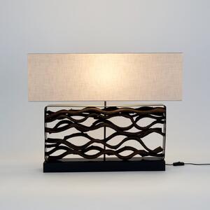 Holländer Lampa de masă TREMITI NERO negru/bej, înălțime 67 cm, lemn/textil, Negru, Camera de zi / sufragerie, Lemn