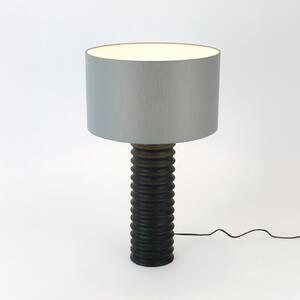 Holländer Lampa de masă BENEDETTO, negru/gri, înălțime 65 cm, lemn/chintz, Negru, Camera de zi / sufragerie, Lemn