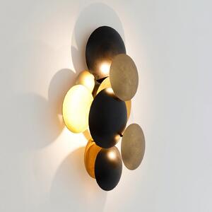 Holländer Aplică de perete cu LED BOLLADARIA, negru/auriu, 42 x 27 cm, metal, dimabil, reglabil, Negru, Camera de zi / sufragerie, Metal, Modern