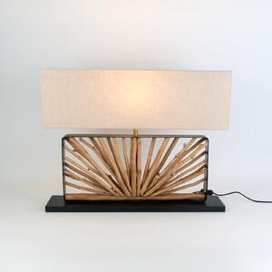 Holländer Lampa de masă MONTE ISOLA, natur/bej, înălțime 67 cm, lemn/textil, Bej, Camera de zi / sufragerie, Lemn