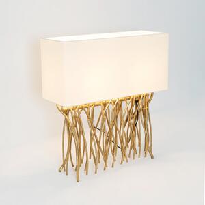Holländer Lampa de masă CAPRI, auriu/ecru, înălțime 51 cm, metal, 2 x E14, Auriu / Alamă, Camera de zi / sufragerie, Metal