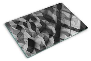Tocător din sticlă Model geometric abstract în nuanțe de gri