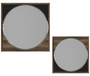 Set 2 oglinzi decorative Valdes, Talon, 45 x 45 cm/60 x 60 cm, walnut/negru