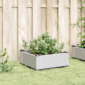 Jardinieră de grădină cu țăruși, alb, 42,5x42,5x28,5 cm, PP