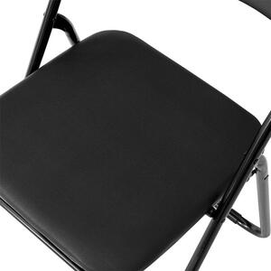 Set 2 bucati scaun pliabil, cu cadru metalic, tapitat cu piele sintetica, 44x45x79 cm