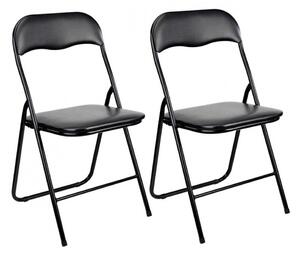 Set 2 bucati scaun pliabil, cu cadru metalic, tapitat cu piele sintetica, 44x45x79 cm