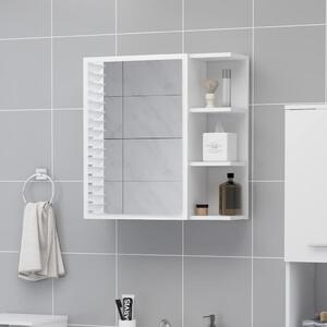 Dulap de baie cu oglindă, alb, 62,5 x 20,5 x 64 cm, PAL