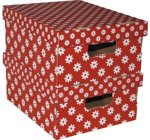 Set 2 cutii de carton cu capac, rosu 33x27x15 cm