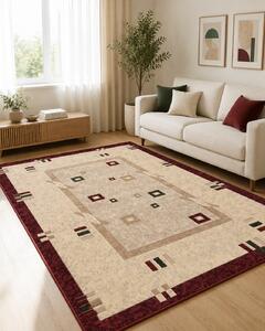 Covor Clasic Sufragerie Dormitor, Model Lotos 579 120, Crem Rosu 200x300