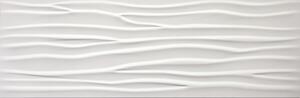 Decor faianță 3D Wave White albă lucioasă 30x90 cm