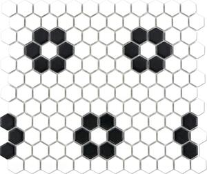 Mozaic ceramic HX 030 alb-negru mat 26x30 cm