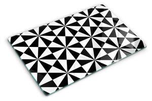 Tocător sticlă Triunghiuri geometrice în alb și negru