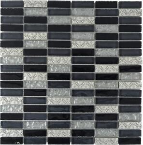 Mozaic sticlă XCM SM108 gri-negru 29,8x30,4 cm