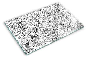 Tocător din sticlă Un model vegetal cu ramuri delicate