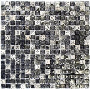 Mozaic sticlă XCM ZEUS crom-negru 30x30 cm