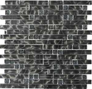Mozaic sticlă XCM MV708 negru 29,8x30 cm