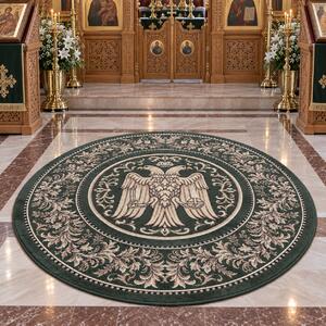 Covor Rotund, Model Bisericesc 15032 310, Verde 67x67