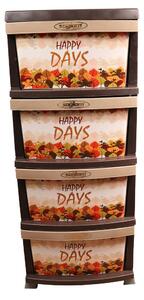 Dulap plastic universal pentru depozitare, cu 4 sertare, model Happy Days