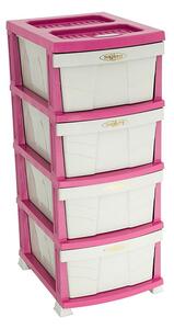 Dulap plastic Universal pentru depozitare, cu 4 sertare, Elegant, roz