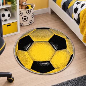Covor Rotund Model Minge Fotbal, Galben Galben, Rotund, 67x67