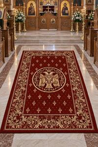 Covor Bisericesc 15032 210 Roșu-Grena cu Vultur Bicefal Dreptunghi, 100x200