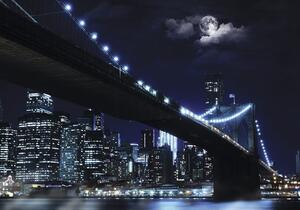 Fototapet hârtie Brooklyn Bridge albastru negru 254x184 cm