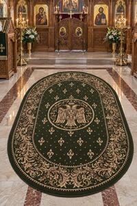 Covor Model Bisericesc 15032, Oval, Verde 250x350