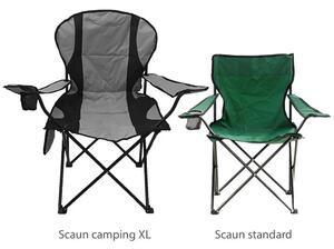 Scaun camping pliant cu brate, structura metalica, gri - negru, model XL