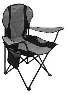 Scaun camping pliant cu brate, structura metalica, gri - negru, model XL