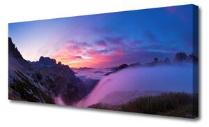 Tablou pe panza canvas Munții Peisaj Negru Violet