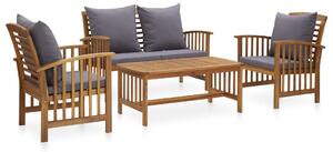 Set mobilier grădină cu perne, 4 piese, lemn masiv de acacia