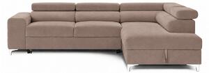 Colțar Extensibil TIME, cu lada depozitare, tetiere reglabile, varianta pe dreapta, 285x220x95 cm, Maro Deschis - Outlet
