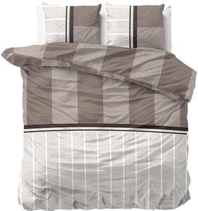 Lenjerie de pat în culoare maro alb 200 x 220 200x220