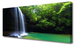Tablou pe panza canvas Cascada Natural Pădurea Verde Violet Albastru Maro