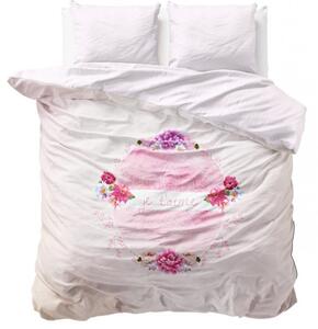 Lenjerie de pat frumoasă din bumbac culoarea roz 160 x 200 cm