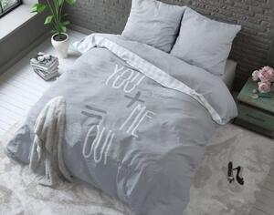 Lenjerie de pat din bumbac culoarea gri deschis model YOU + ME 160 x 200 cm