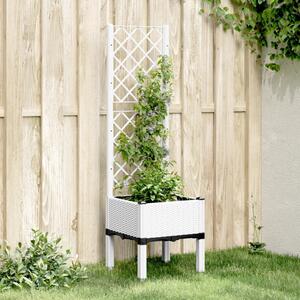 Jardinieră de grădină cu spalier, alb, 40x40x142 cm, PP